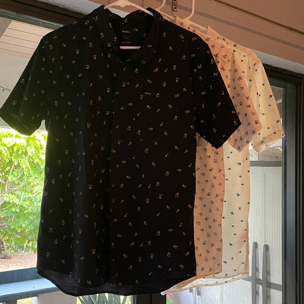 RVCA slim fit button front shirt